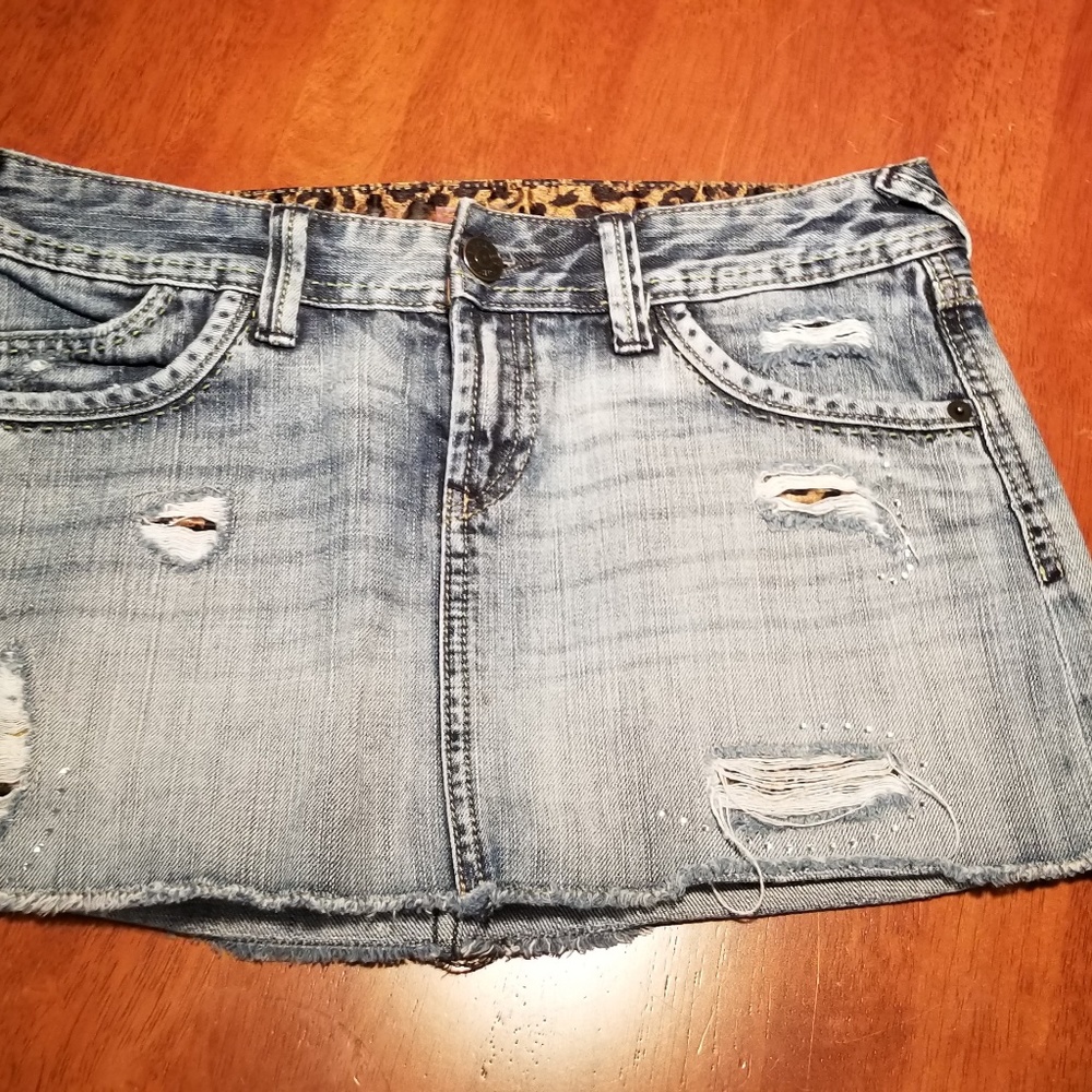 Express jean miniskirt